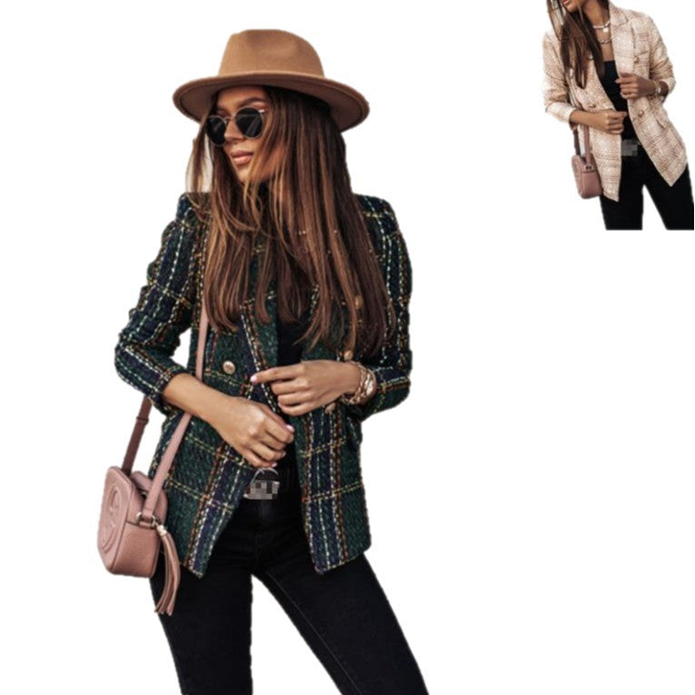 Blazer Imprimé Double Boutonnage – Style Tailleur