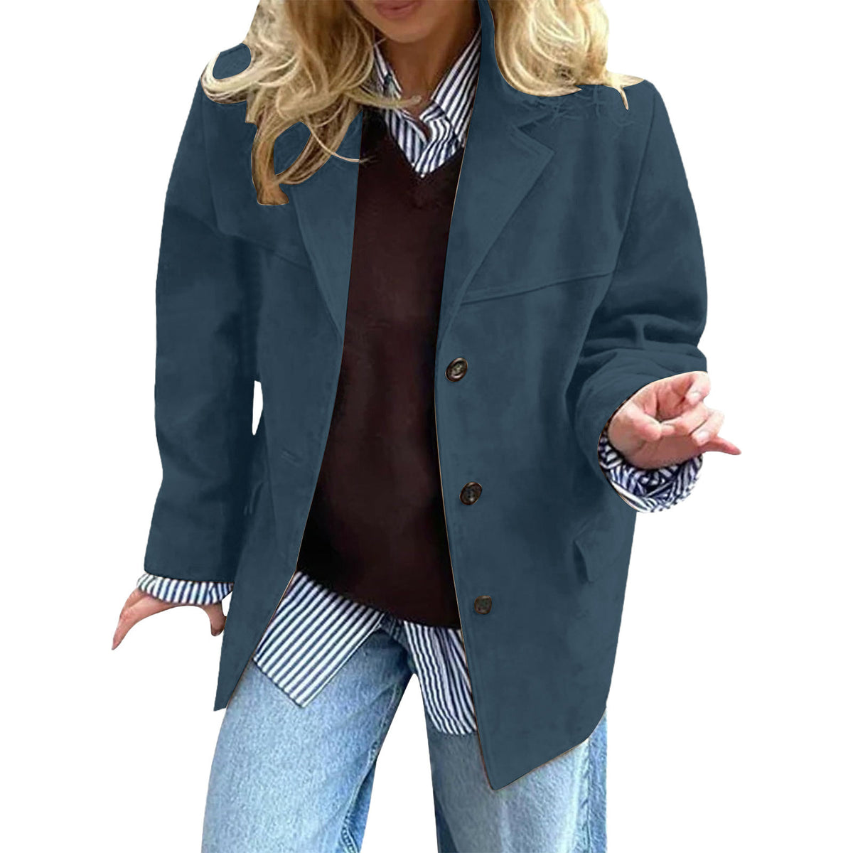 Blazer Vintage Marron – Coupe Ample & Poches