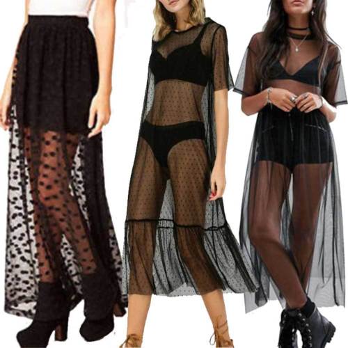 Jupe Longue en Maille Transparente – Élégance Féminine