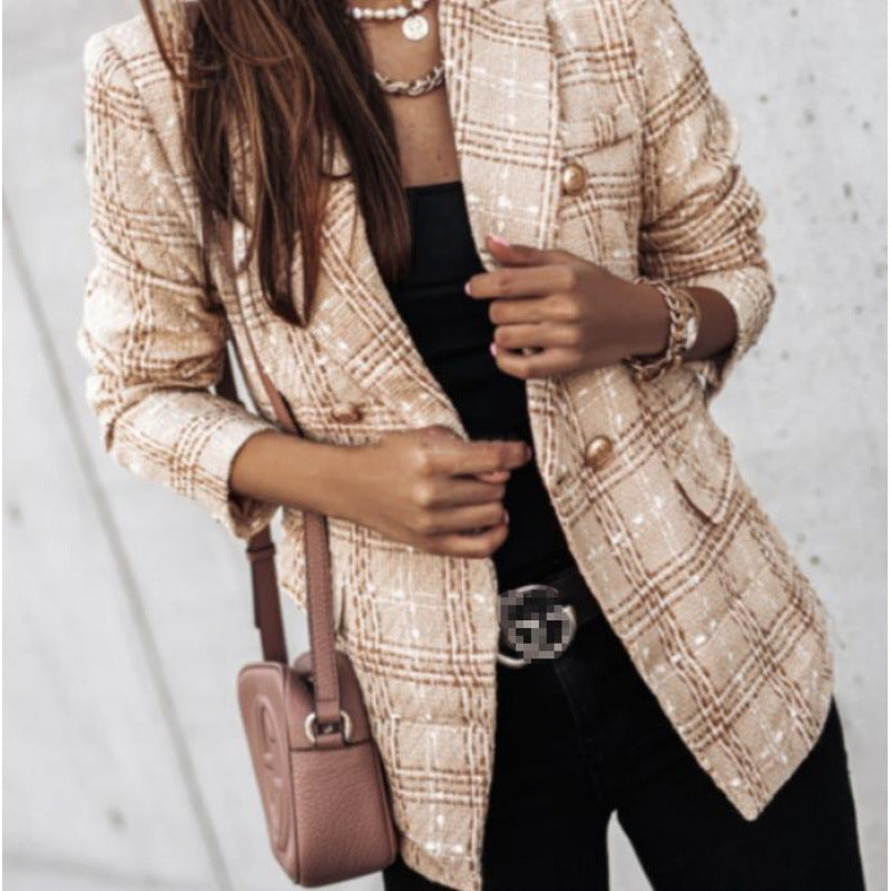 Blazer Imprimé Double Boutonnage – Style Tailleur