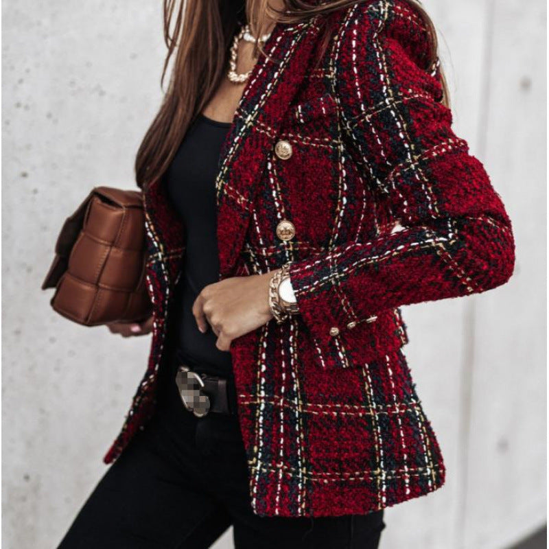 Blazer Imprimé Double Boutonnage – Style Tailleur