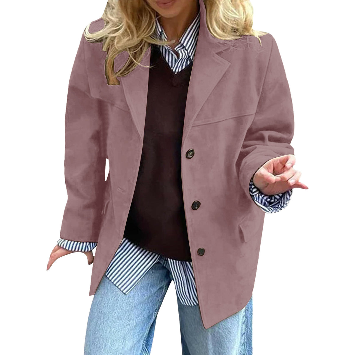 Blazer Vintage Marron – Coupe Ample & Poches