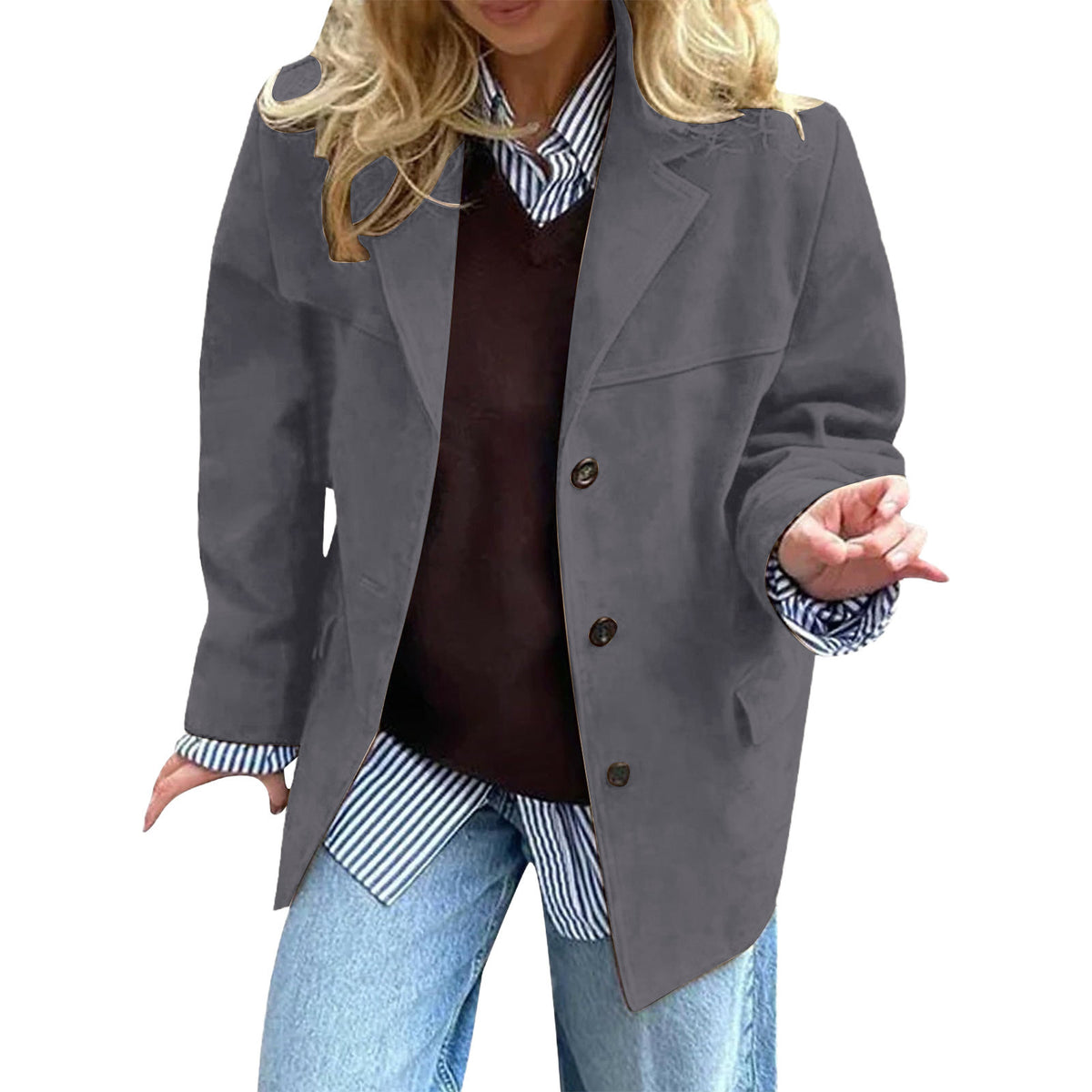 Blazer Vintage Marron – Coupe Ample & Poches