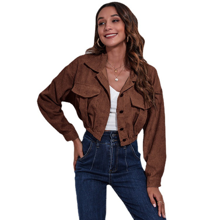 Veste Courte en Velours Côtelé – Style Automne