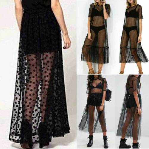 Jupe Longue en Maille Transparente – Élégance Féminine