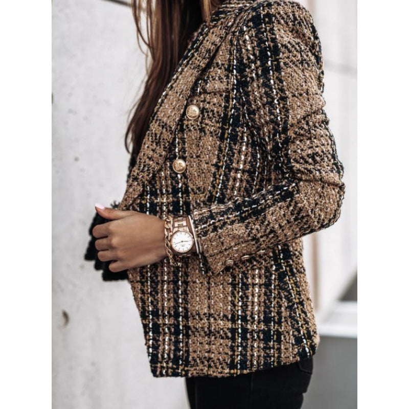 Blazer Imprimé Double Boutonnage – Style Tailleur