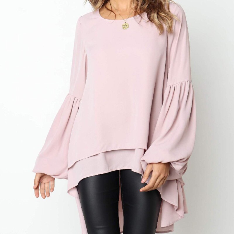 Blouse en Mousseline à Volants – Manches Longues