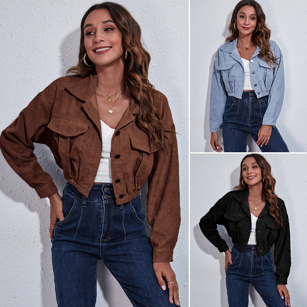 Veste Courte en Velours Côtelé – Style Automne