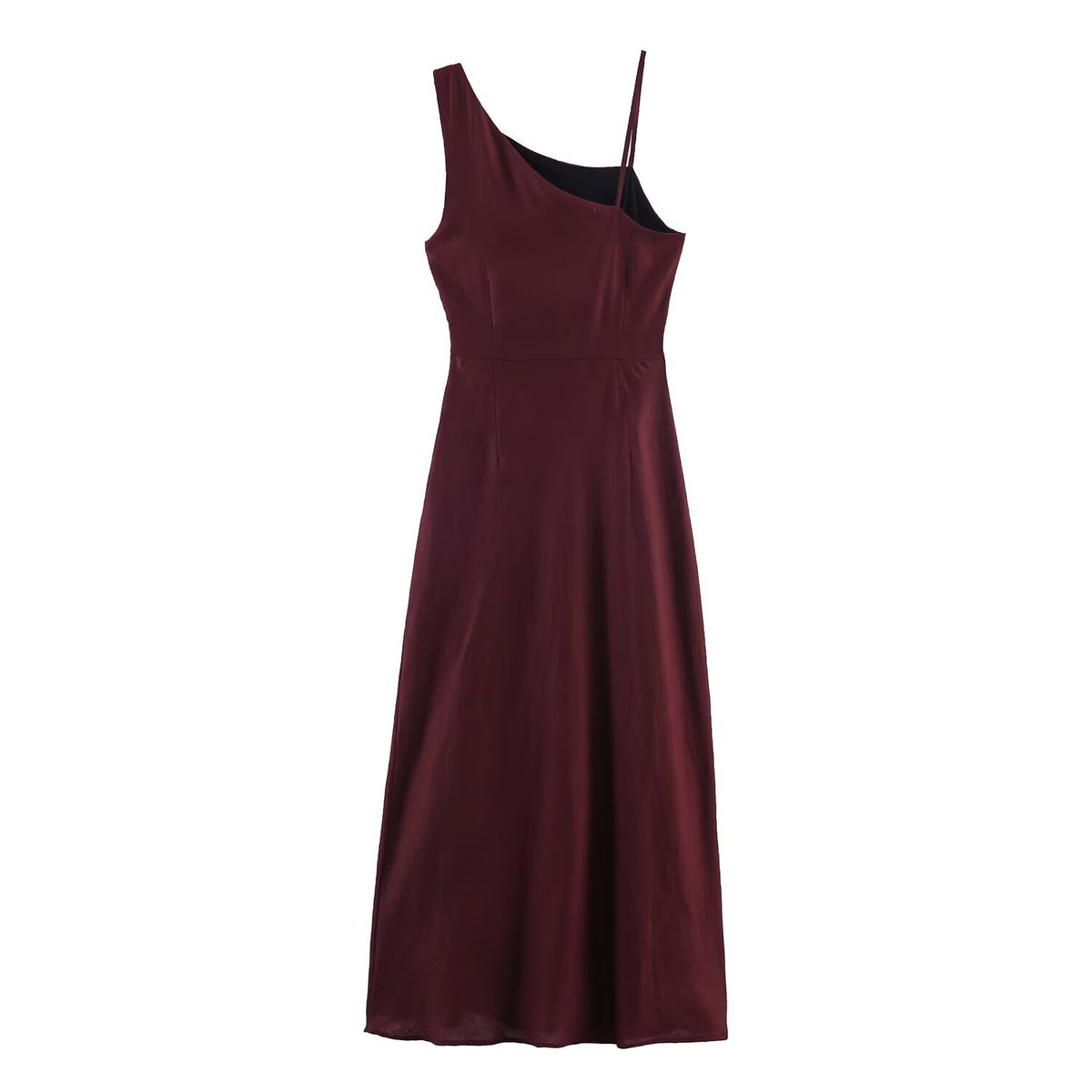 Robe Midi Asymétrique – Bordeaux