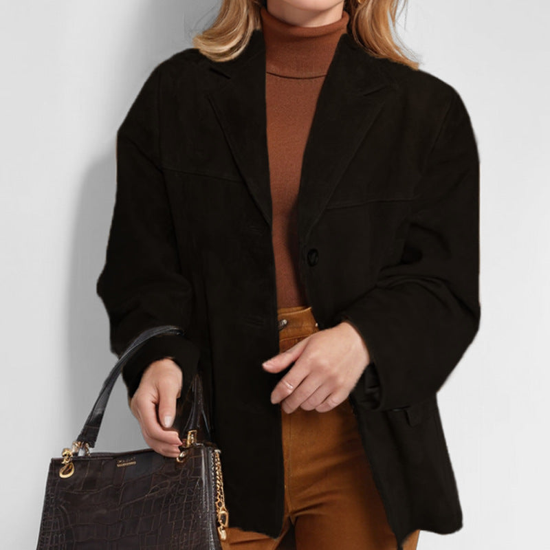 Blazer Vintage Marron – Coupe Ample & Poches