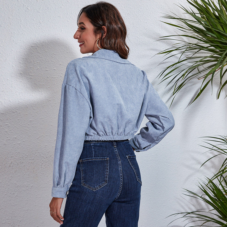 Veste Courte en Velours Côtelé – Style Automne