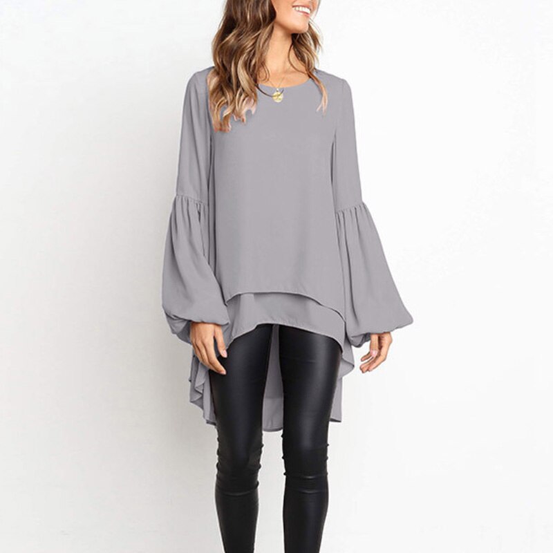 Blouse en Mousseline à Volants – Manches Longues