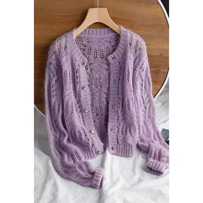 Gilet en Maille avec Dentelle – Détails Ajourés