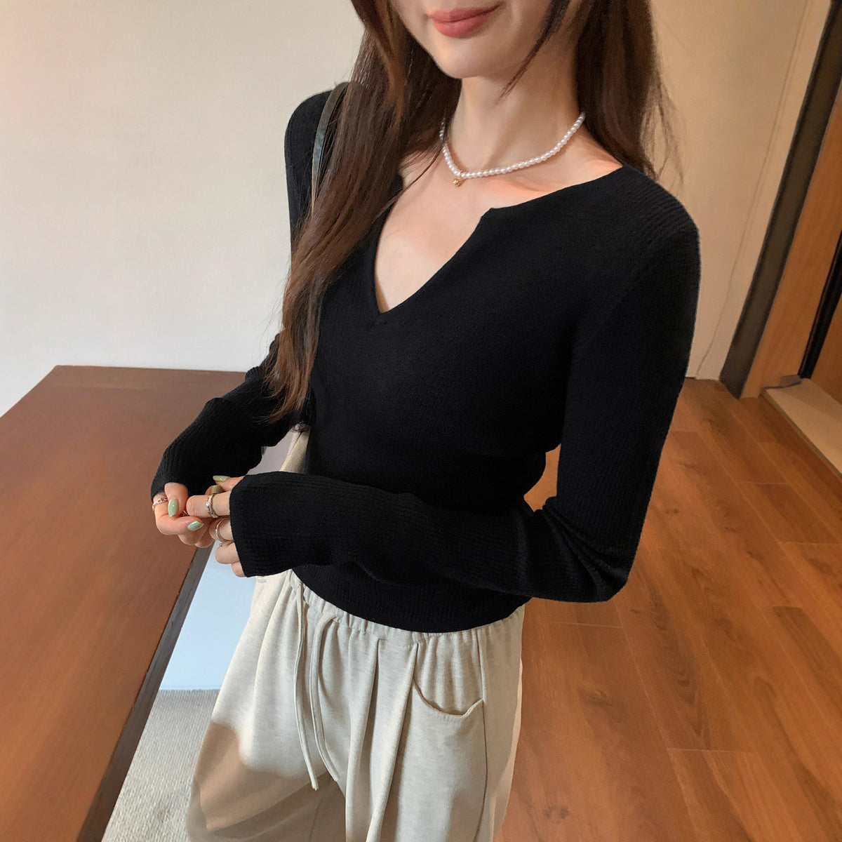 Élégant Pull Gris à Manches Longues