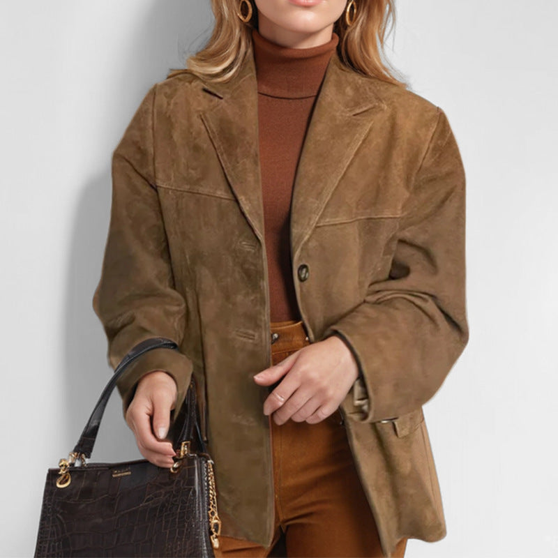 Blazer Vintage Marron – Coupe Ample & Poches