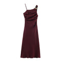 Robe Midi Asymétrique – Bordeaux
