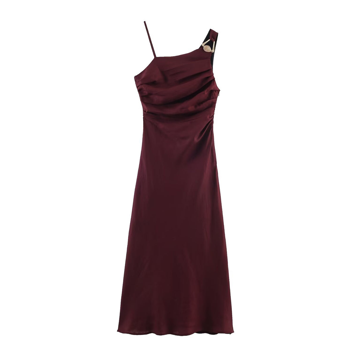 Robe Midi Asymétrique – Bordeaux
