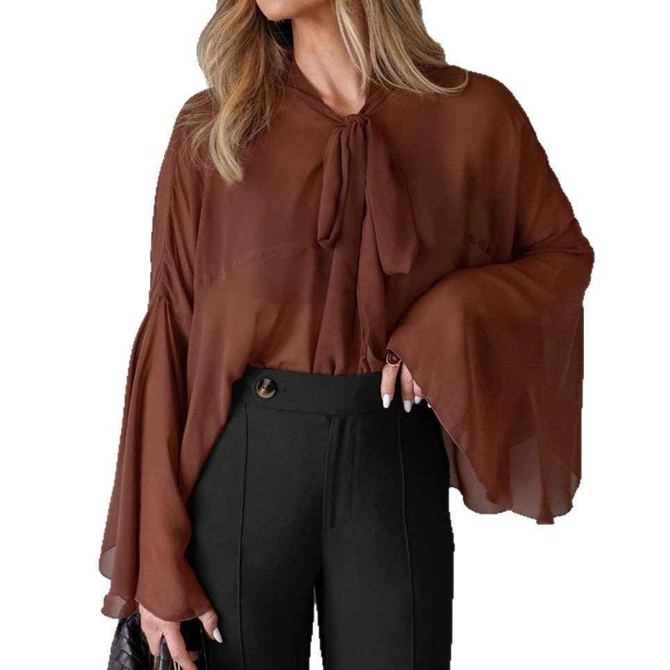 Chemisier Élégant en Mousseline – Manches Batwing
