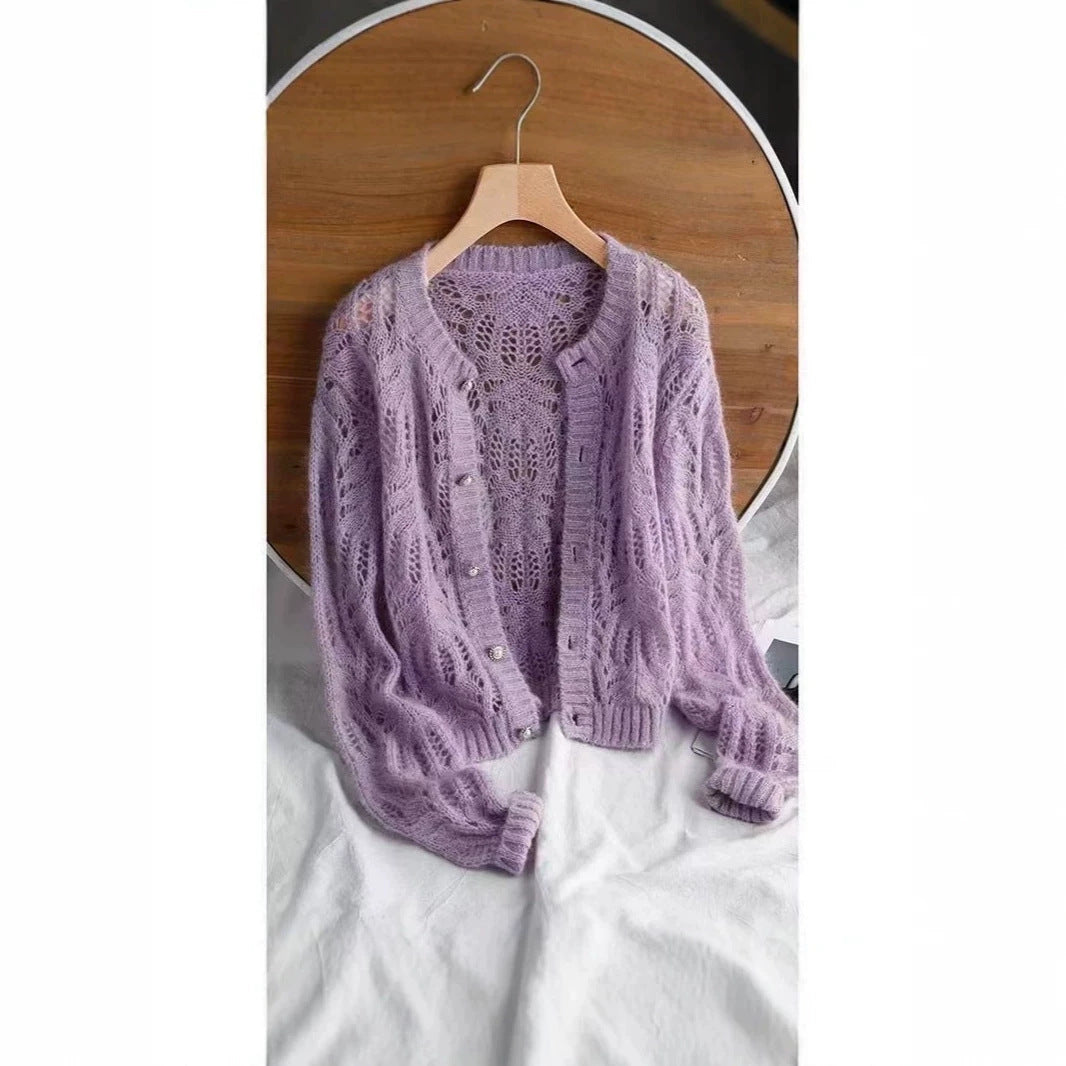 Gilet en Maille avec Dentelle – Détails Ajourés