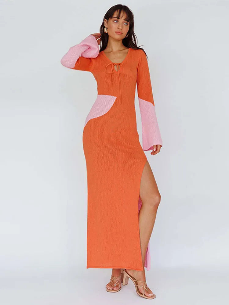 Robe Longue Tricotée – Kaki