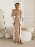 Robe Longue Tricotée – Kaki