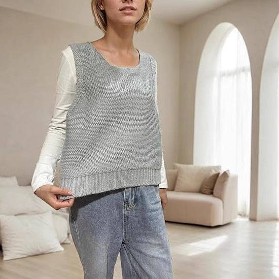Gilet en Maille avec Nœud – Style Féminin
