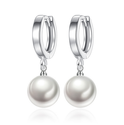 Boucles d’Oreilles Pendantes – Perles Blanches