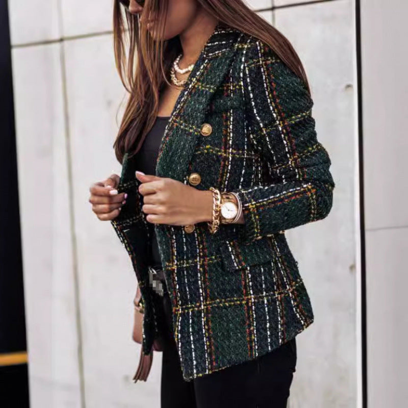 Blazer Imprimé Double Boutonnage – Style Tailleur