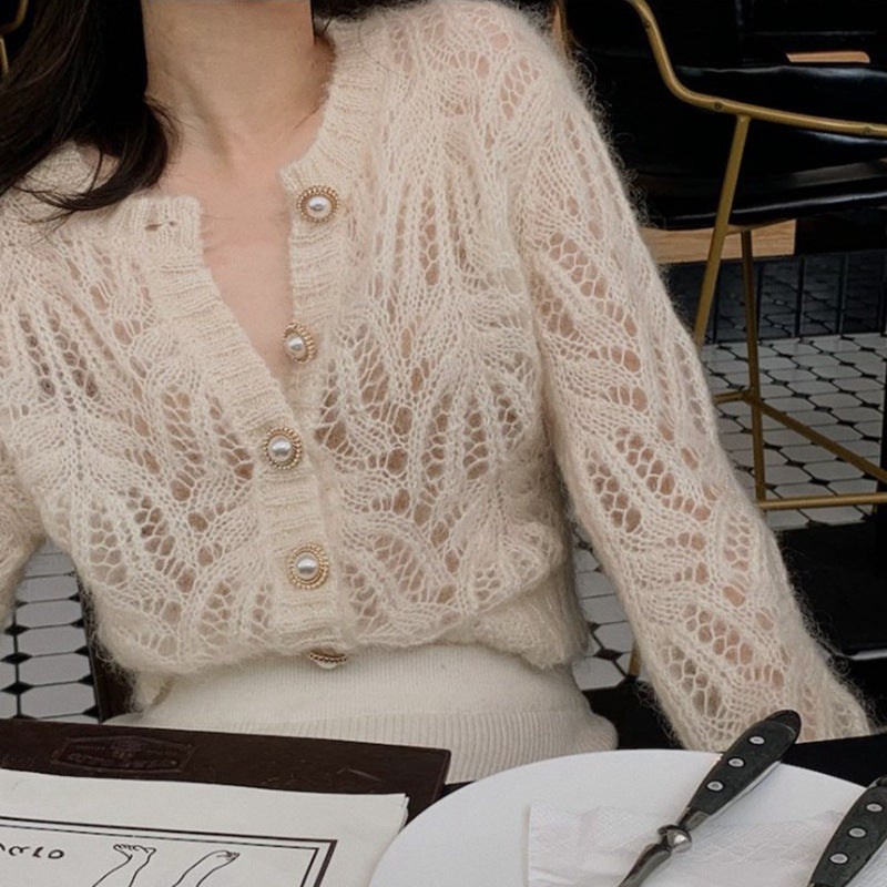 Gilet en Maille avec Dentelle – Détails Ajourés